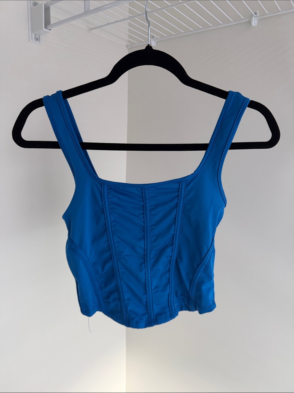 Blue Corset-Style Square Neck Camisole